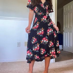 Sold LONG WRAP FLORAL DRESS
